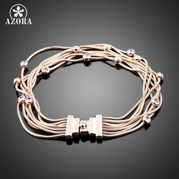 

AZORA Seven Coil Rose Gold Color Stellux Austrian Crystal Jewelry Bracelets TS0026