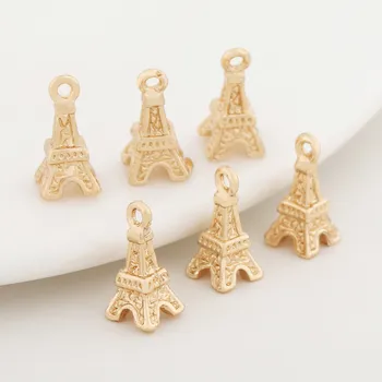 

6PCS 5x10MM 24K Champagne Gold Color Plated Brass Eiffel Tower Charms Pendants High Quality Diy Jewelry Accessories