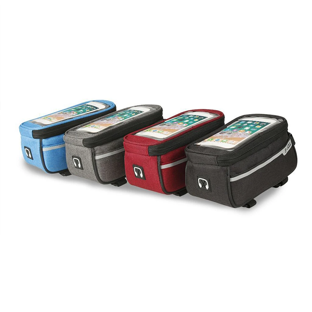 Top Vertvie Bicycle Front Frame Tube Bag Waterproof Front Bags Cell Mobile Phone Case 6inch Phone Holder Bike Cycling Accessories 8
