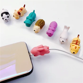 

1 pcs Cable Bite Protector For Iphone Cable Winder Phone Holder Accessory Chompers Rabbit Dog Cat Animal Doll Model Funny Toys