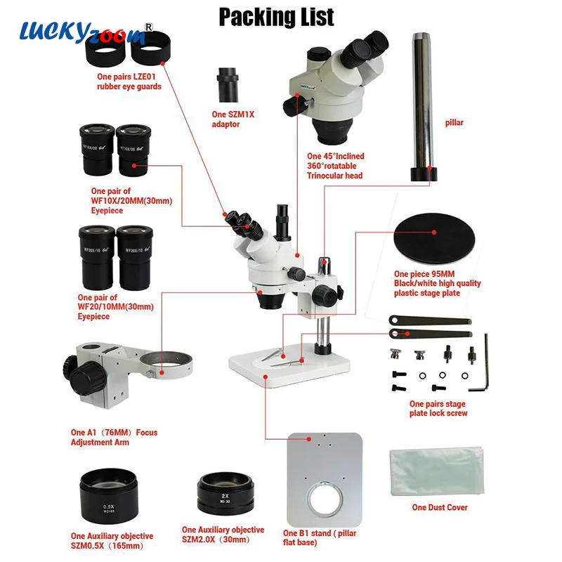 Luckyzoom бренд 3.5X-180X настольная стойка увеличение Тринокулярный Стерео микроскоп SZM2.0X SZM0.5X Объектив