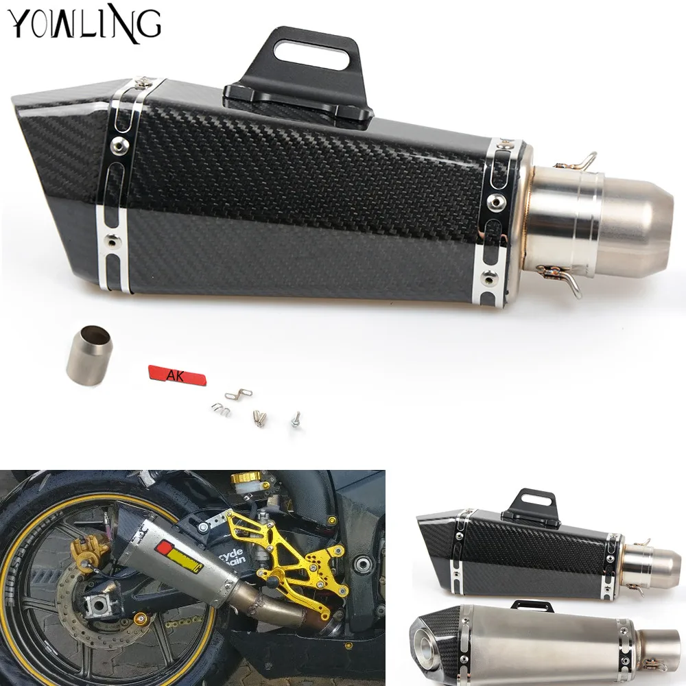 Motorcycle Real carbon fiber exhaust Exhaust Muffler pipe For KTM TMAX 530 500 R3 Z800 Honda dirt bike Kawasaki
