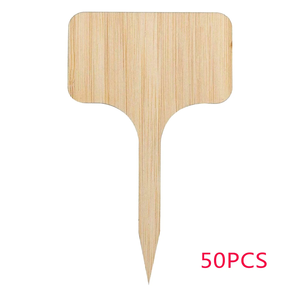 

50pcs Wood Cube Small Blackboard Tags DIY Plant Labels Garden Markers T-Type Plant Tags Handmake Craft Decoration