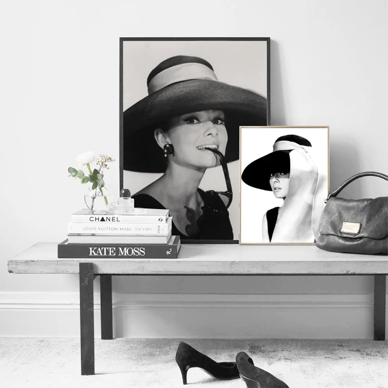 

Audrey Hepburn Print Black and White Photography 1960s Poster Vintage Wall Art Canvas Painting Vogue Picture Home Wall Art Decor