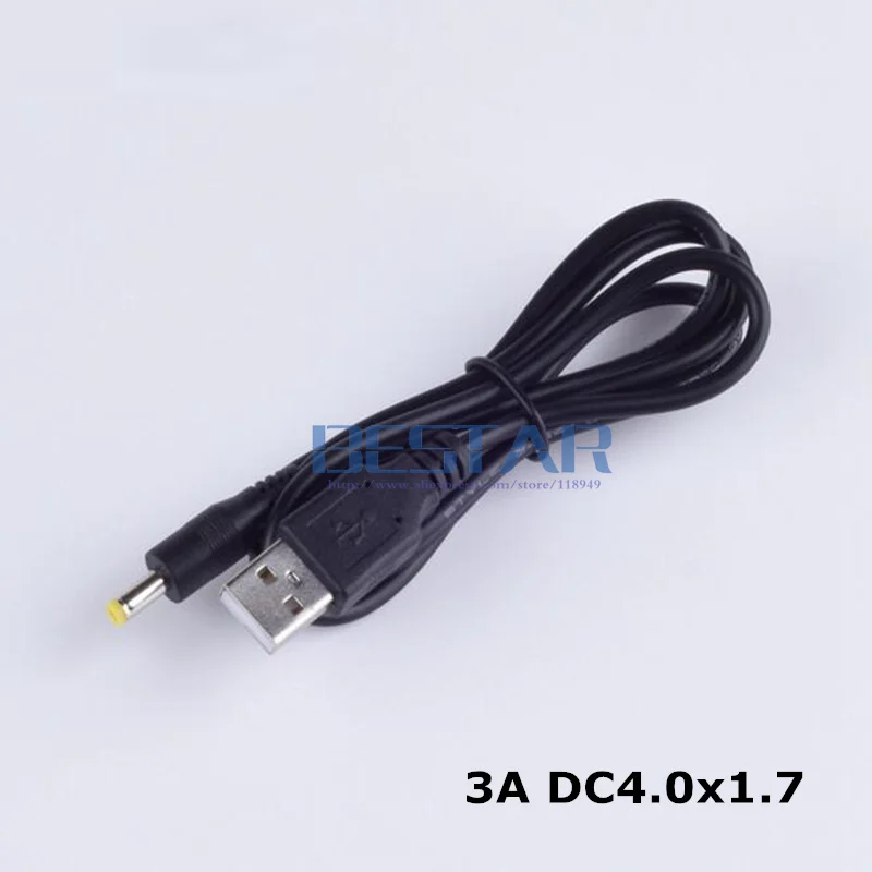 1 м 3A Черный DC Шнур от вилки USB A до DC 4,0*1,7 4,0*1,7 мм 4,0 мм x 1,7 мм 4,0x1,7 мм Jack зарядный кабель 3 фута