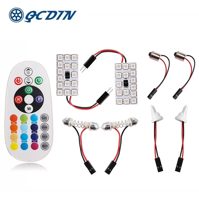 QCDIN светодиодный автомобильный светильник для чтения SMD 5050 DC 12V 2 76 W красочный с