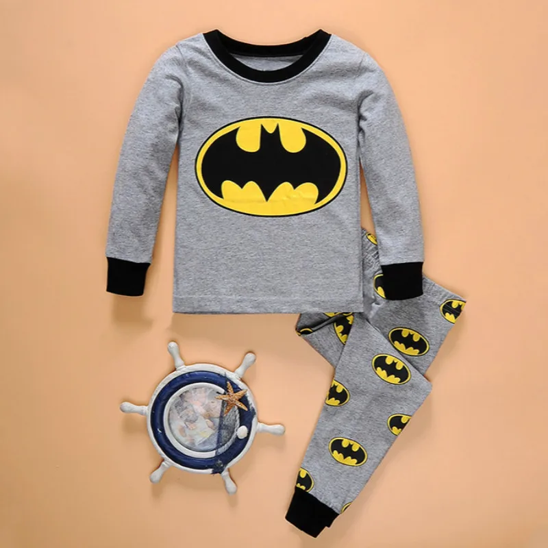 Детский пижамный комплект; детская одежда для сна; Пижама с Бэтменом, человеком-пауком, Суперменом; Пижама для маленьких мальчиков и девочек; хлопковая одежда для сна; комплект одежды