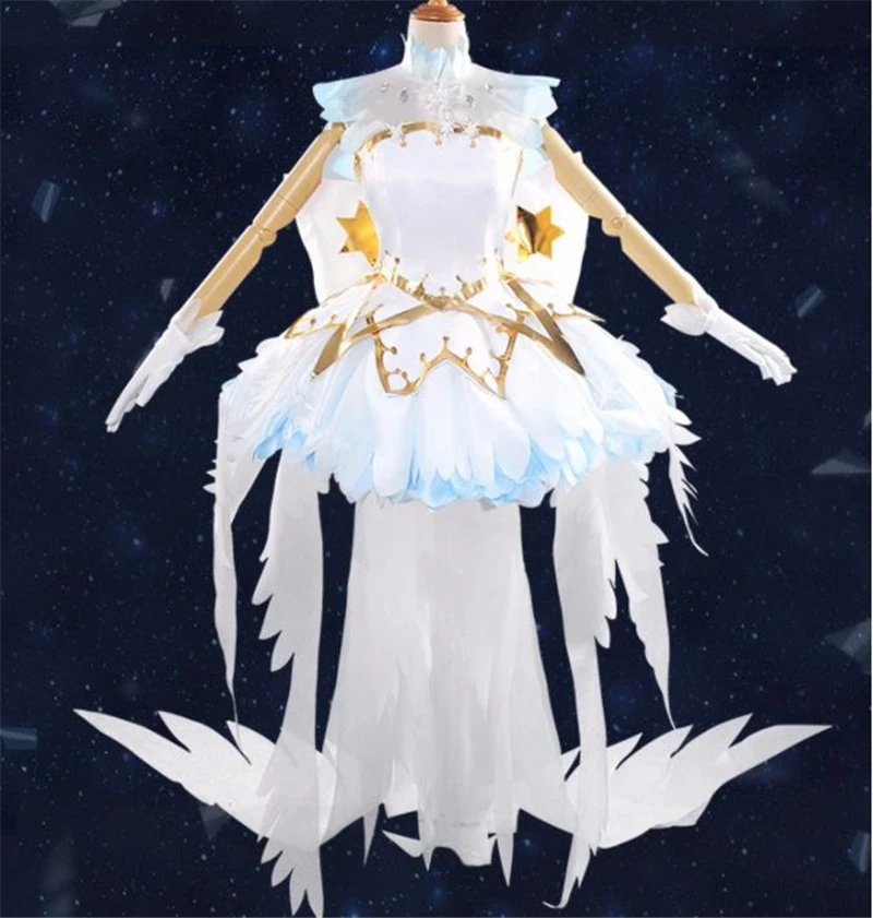 Женский костюм для косплея с прозрачными картами и кристаллами SAKURA Angel летние