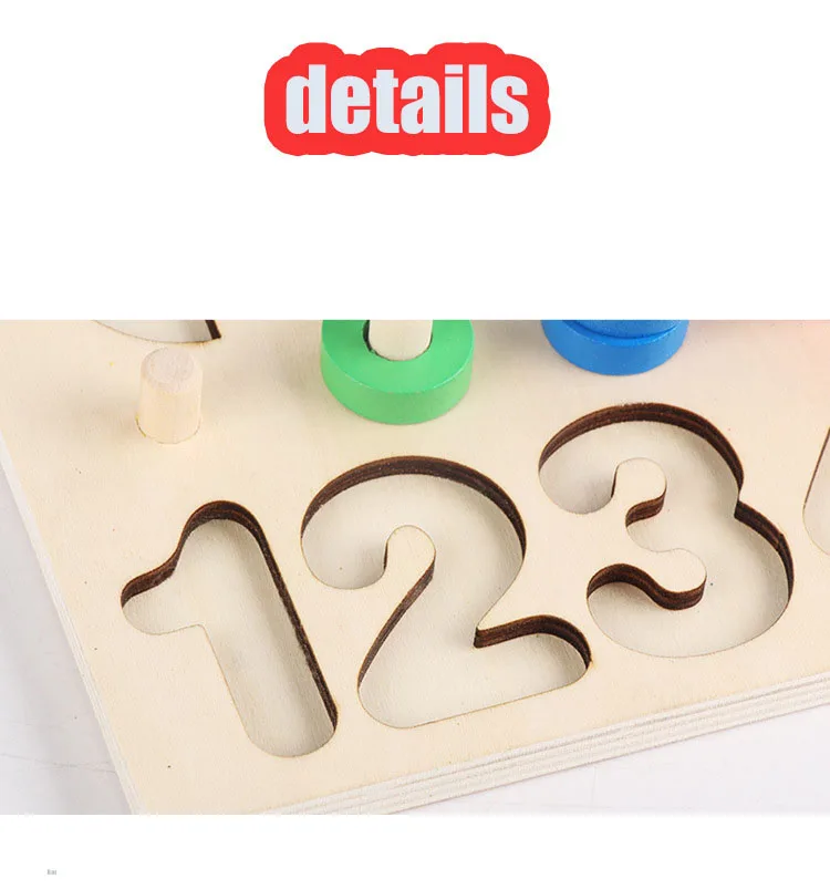 Wooden Kids Digital Number Shape Color 3 In 1 Matching Game Board Baby Toddlers Building Block Children Match Toy Xmas Gift