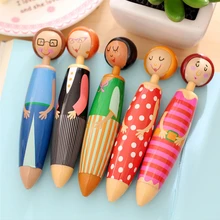 5 шт./лот, шариковая ручка в виде милой куклы, синие чернила, шариковая ручка, канцелярские принадлежности, материал Caneta, escolar, офисные украшения, школьные принадлежности