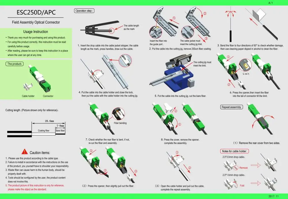ESC250D SC APC SM Single Mode Fiber Optic Fast