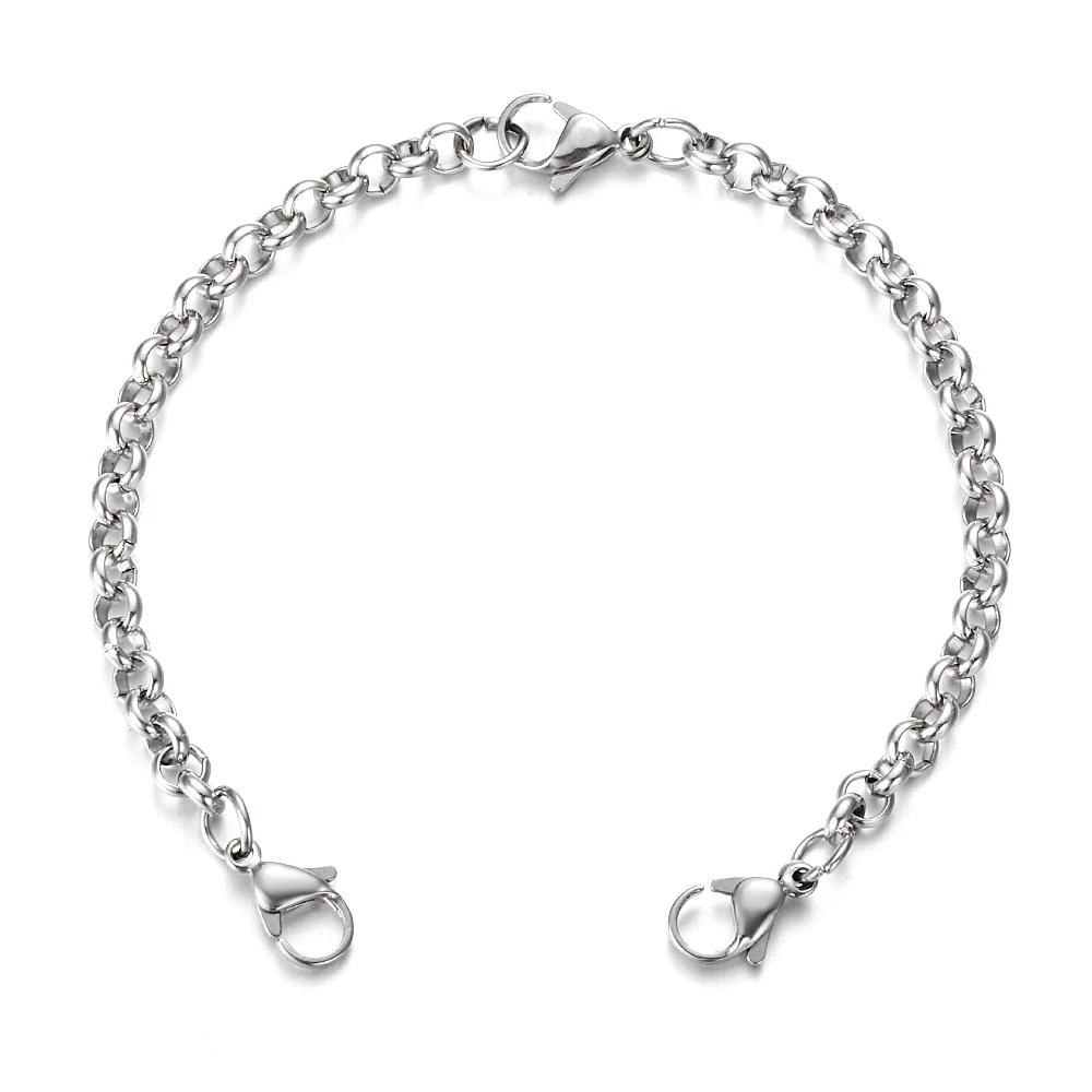 316 Stainless Steel Link Chain Silver Bracelet With Three Lobster Clasp for  Women Men DIY Modifiable Pendant Jewelry _ - AliExpress Mobile