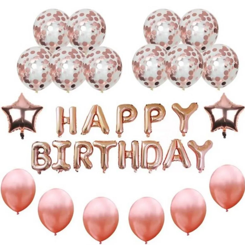 31 шт./компл. фольга для дня рождения балоны розовое золото конфетти воздушные шары буквы латексные балоны Дети День рождения украшения поставки