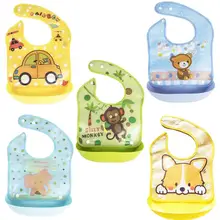 5 Pack of Silicone Removable Waterproof Bib Baby Weaning and Feeding Bib with Pelican Style Pocket -BOY&Girl baby led weaning