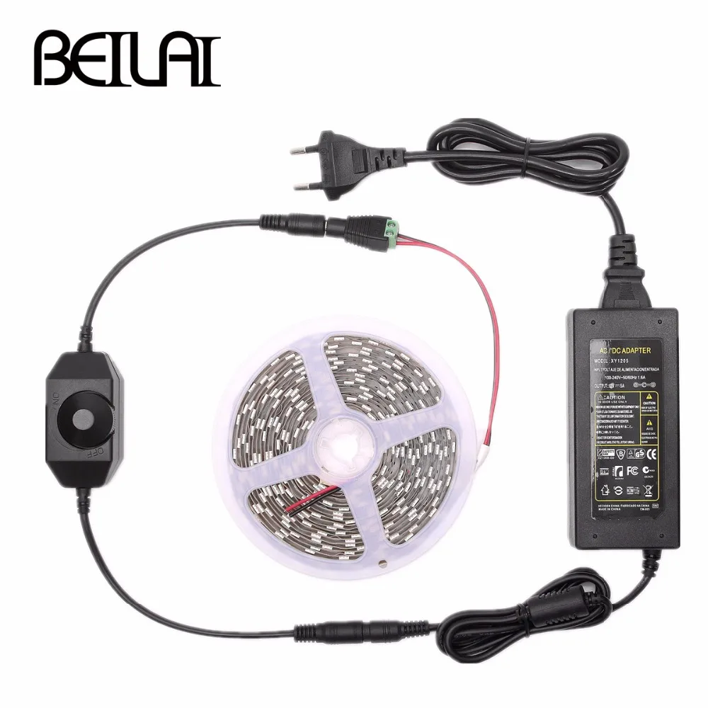 

Dimmable LED Strip Grow Lights Waterproof 5050 DC 12V LED Plant Grow Strip Light Flexible Tape with Power and Dimmer Switch