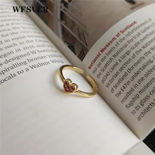 WFSVER korea style 925 sterling silver ring for women gold color simple heart-shaped ring opening adjustable fine jewelry gift WFSVER korea style 925 sterling silver ring for women gold color simple heart-shaped ring opening adjustable fine jewelry gift