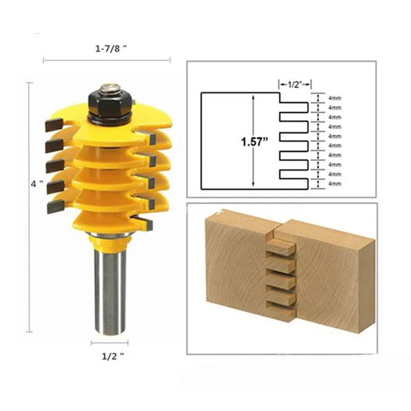 1/2" Shank Adjustable Box & Finger Joint Router Bit Woodwork Cutter