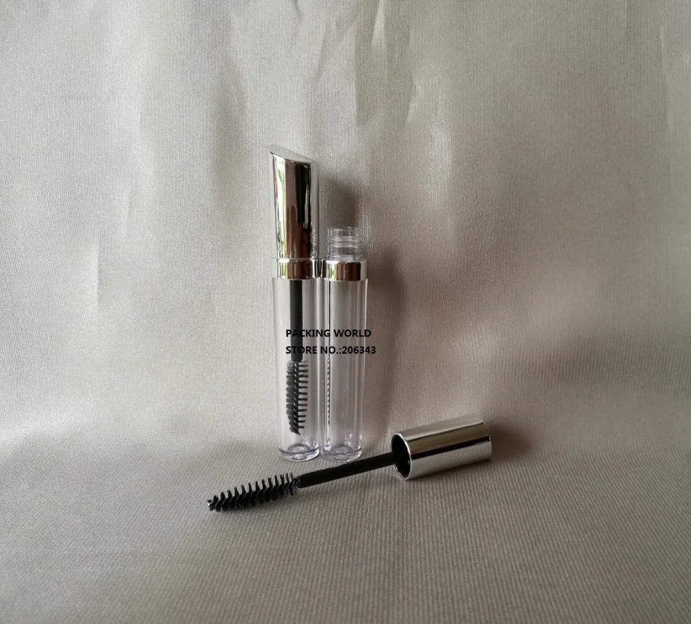 5ml transparent mascara tube ,silver lid/black brush for mascara / eye