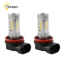 TSLEEN 2 шт. H11 16 CREE чипы светодио дный туман лампочка 800LM 6000 К белый вождение автомобиля лампы дневного Авто светодио дный s свет 12 В 24 В