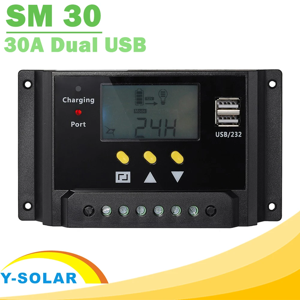 30A 12V 24V Solar Controller LCD Solar Panel Regulator with Dual 5V USB Light and timer Control Function Hot selling 30A 12V 24V Solar Controller LCD Solar Panel Regulator with Dual 5V USB Light and timer Control Function Hot selling