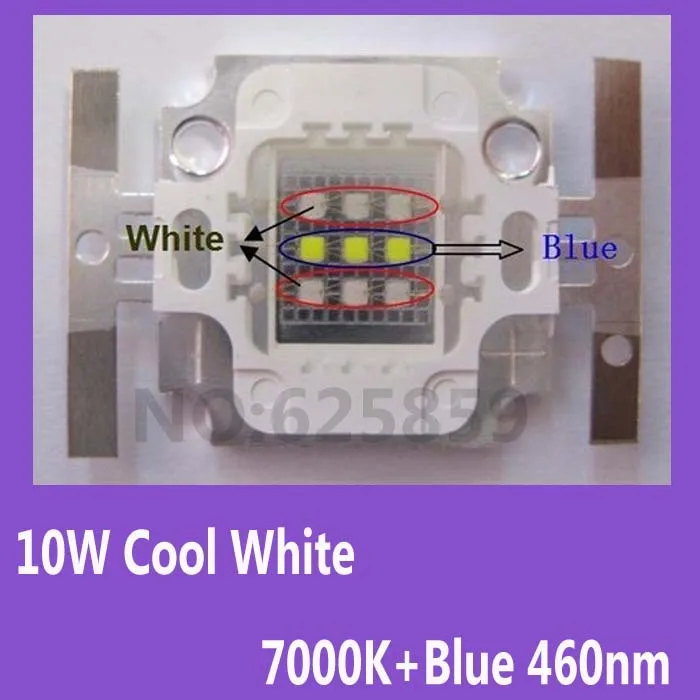 5 шт. квадратный актиничный Гибридный 10 Вт Холодный белый 7000 K+ синий 460nm высокой мощности светодиодный лампочка