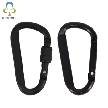 1Pc 7cm Aluminum Alloy Carabiner Black D-Ring Key Chain Clip Camping Keyring Snap Hook Outdoor Travel Kit GYH