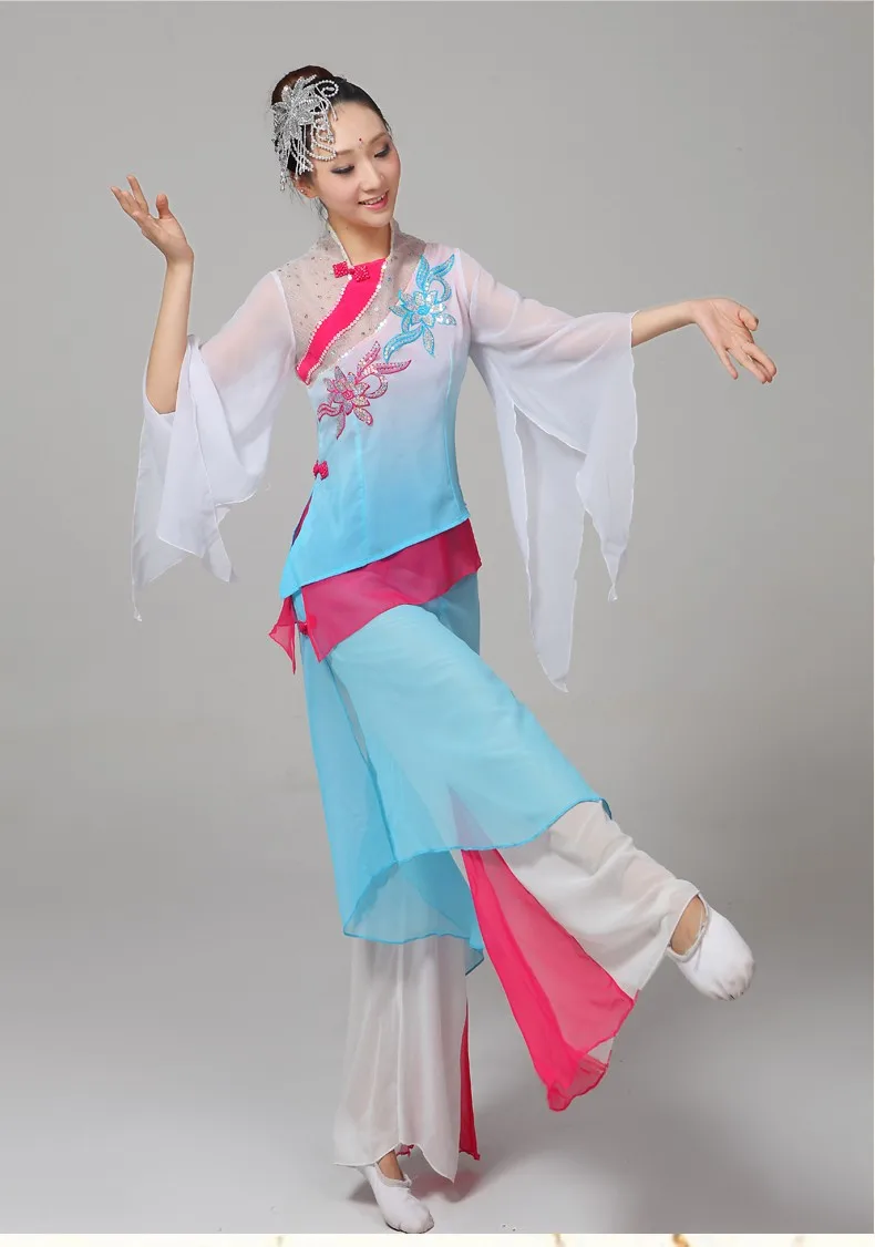 Chinese classical dance costumes female Hanfu national dance Fairy Embroidery sequinded stage performanceclothes yangko dance