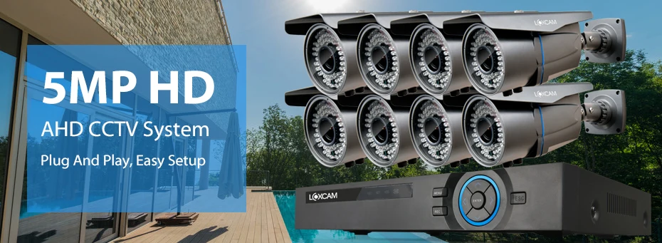 LOXCAM h.265+ 8CH 5MP cctv AHD DVR система супер 5MP Водонепроницаемая Камера Безопасности 2,8-12 мм зум комплект видеонаблюдения 8ch dvr комплект