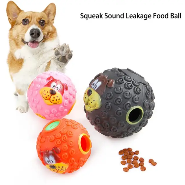 Pet Dog Squeaky Giggle Quack Sound Toy Ball Training Dogs Food Dispenser Durable Chew Squeak