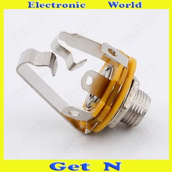 

50pcs 6.5/ 6.35 Dual Track Metal Socket Stereo Audio Jack 3-Pole/Pin Stereo 6.35/6.5 Socket Jack