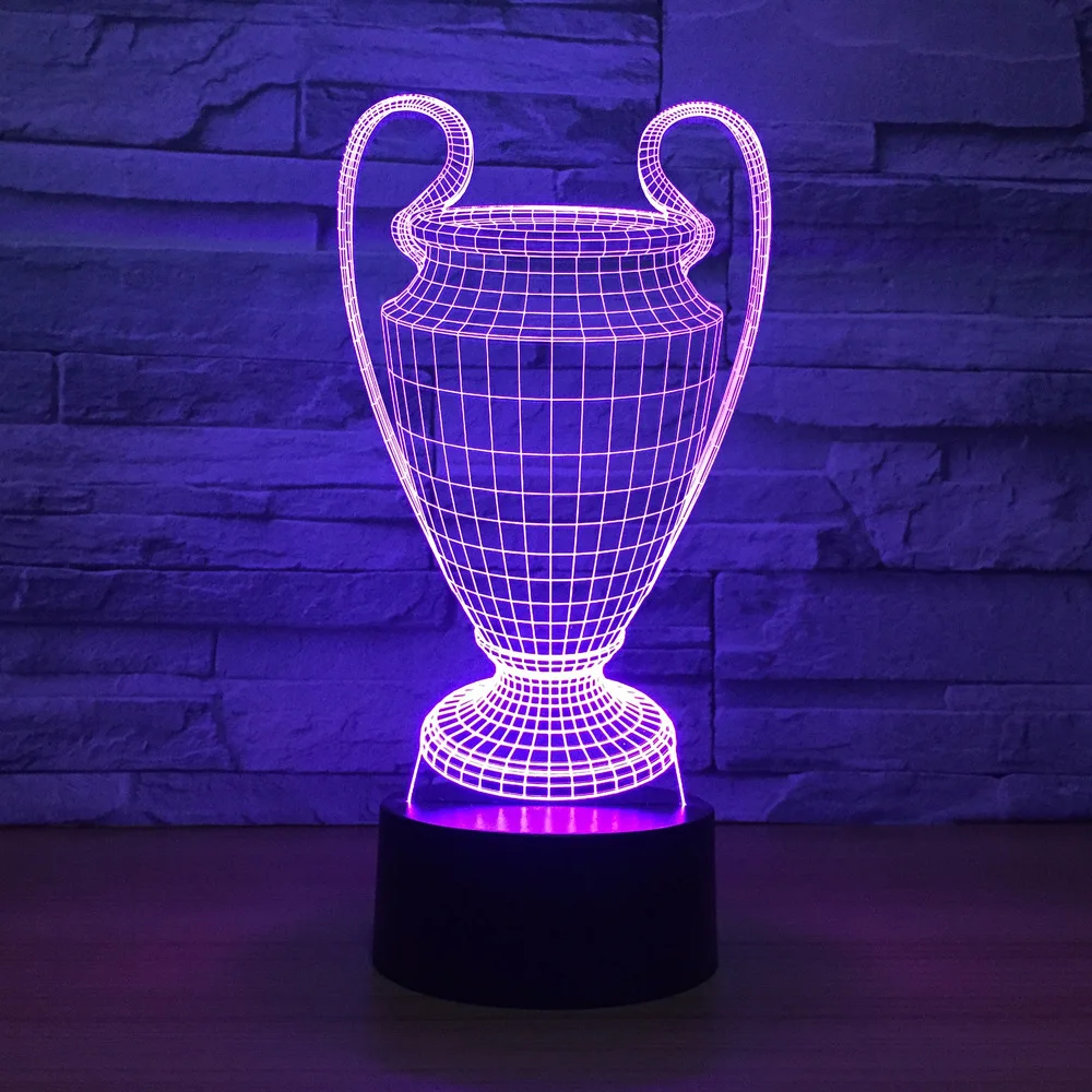  3D Football Cup Trophy Lamp 7 Colors Changing 3D LED Night Light Touch Button USB Baby Bedroom Slee - 32861771427