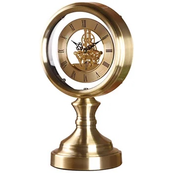 

Vintage Bedside Clock Living Room Hotel European Transparent Mechanical Movement Clock Home Essential Tools Decoration