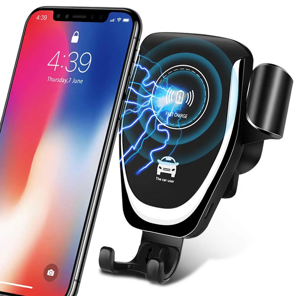 

10W Qi Car Wireless Charger For iPhone X Xiaomi 360 Rotate Gravity Lock Fast Charging Phone Car Charger Support Quick Charge 3.0