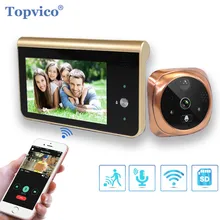 Topvico Doorbell Video Peephole Wifi Doorbell Camera 4.3" Monitor Motion Detection Door Viewer Video-eye Wireless Ring Intercom