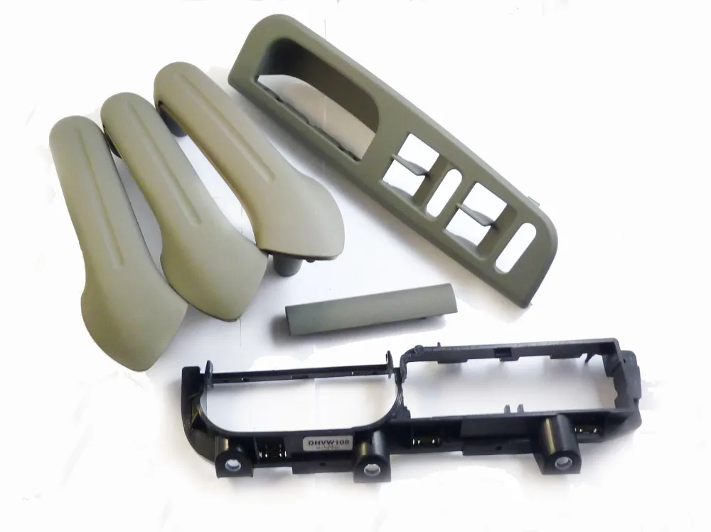 ISANCE 6Pcs Gray Interior Door Handle Cover Grab Bezel Trim Bracket 1J1867179A 3B1867171E 3B0867175 For VW Jetta Golf Bora MK4