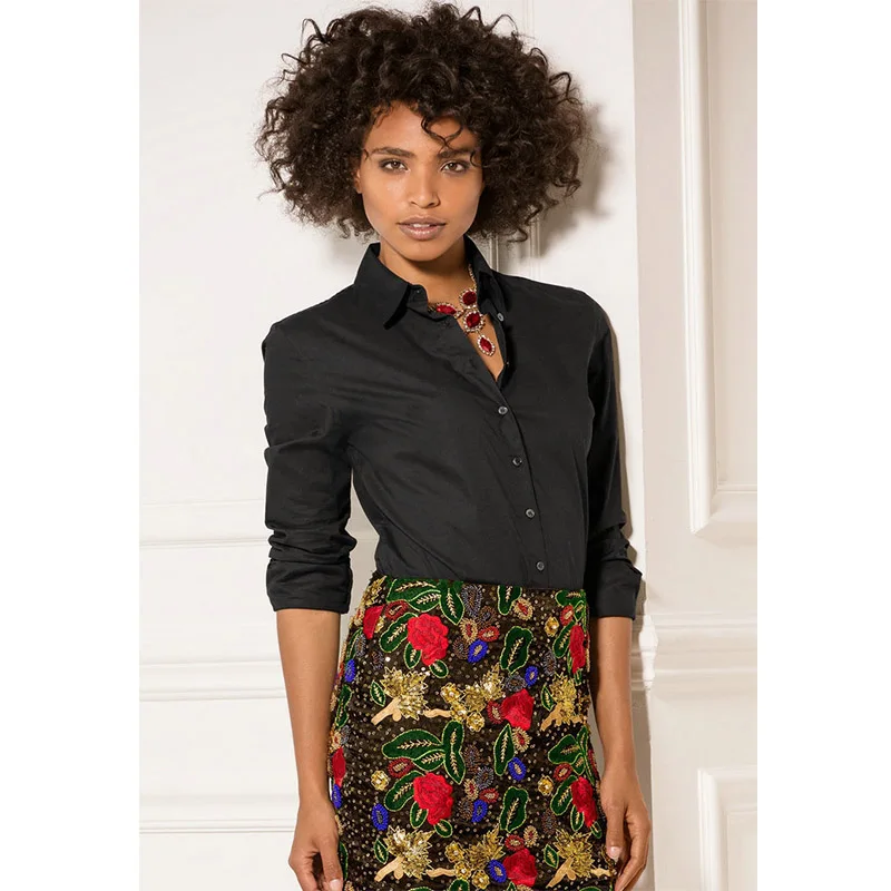 VZFF Women's Shirt Long Sleeve Lapel Solid Color 2019 Summer New Fashion Office Slim Thin Casual Long Sleeve Shirt