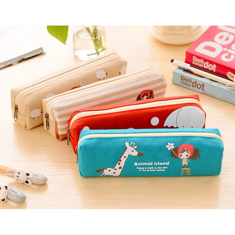 MEIKENG Korea Stationery Cute Canvas Pencil Cases Pencil Box Novelty