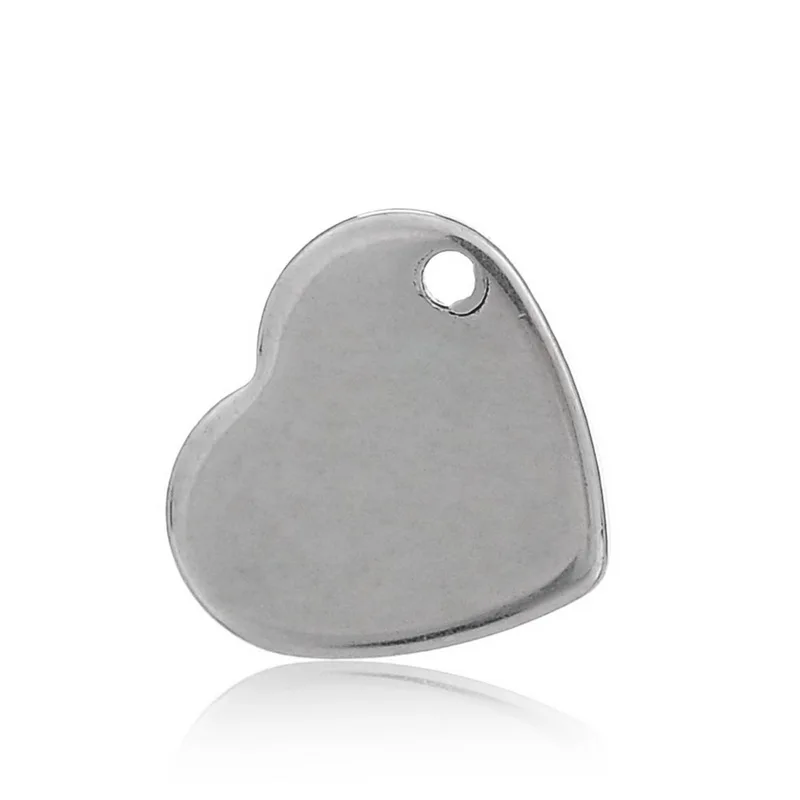 

LASPERAL 50PCs Stainless Steel Heart Charm Pendant For Jewelry Making DIY Necklaces & Pendants Silver Tone 11x10mm