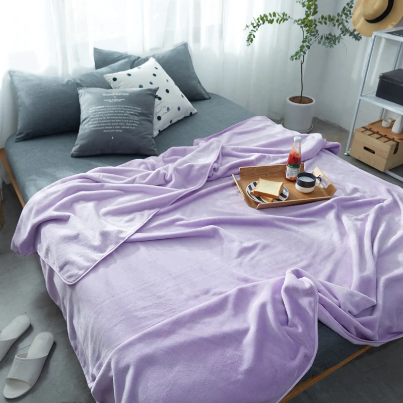 

Purple Flannel Throw Blanket Soft Bedspread Winter Fleece Blanket Child Adult Wrap Sleeping Bed Sofa Covers Quilts45