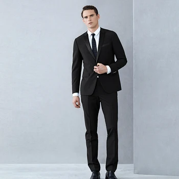 

Black Business Suit Classic Bridegroom Suits Party Prom Suits Custom Made Peak Lapel One Button Single Breasted 2 Pcs 2018 New