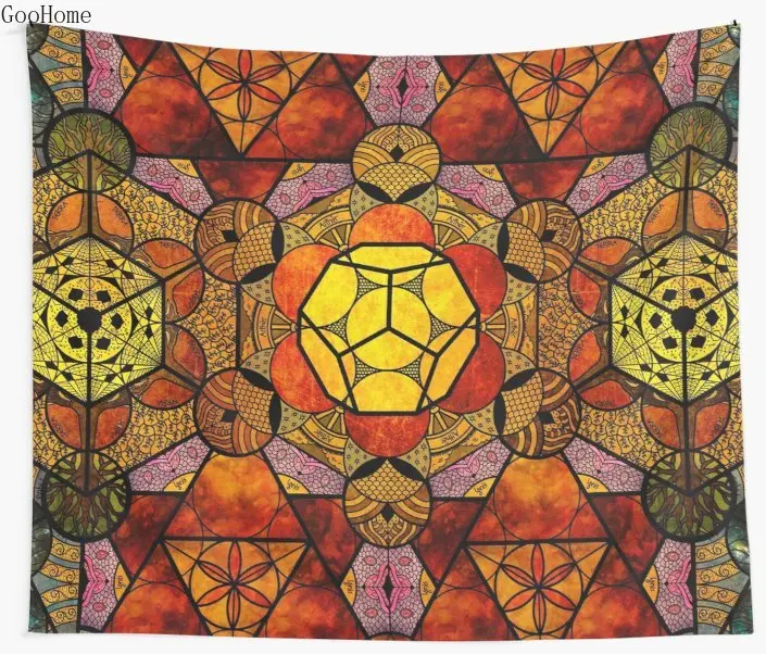 

Sacred Geometry Mix- Platonic Solids Wall Tapestry Cover Beach Towel Throw Blanket Picnic Yoga Mat Home Decoration