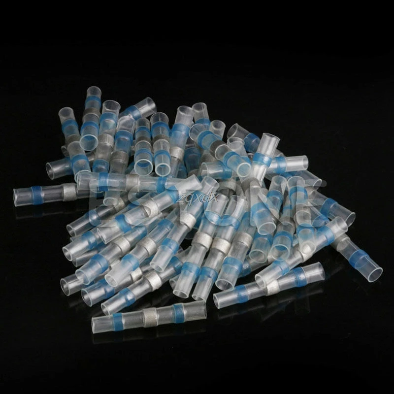 

50x 16-14AWG Waterproof Solder Sleeve Heat Shrink Butt Wire Splice Cable Connector New July Dropship