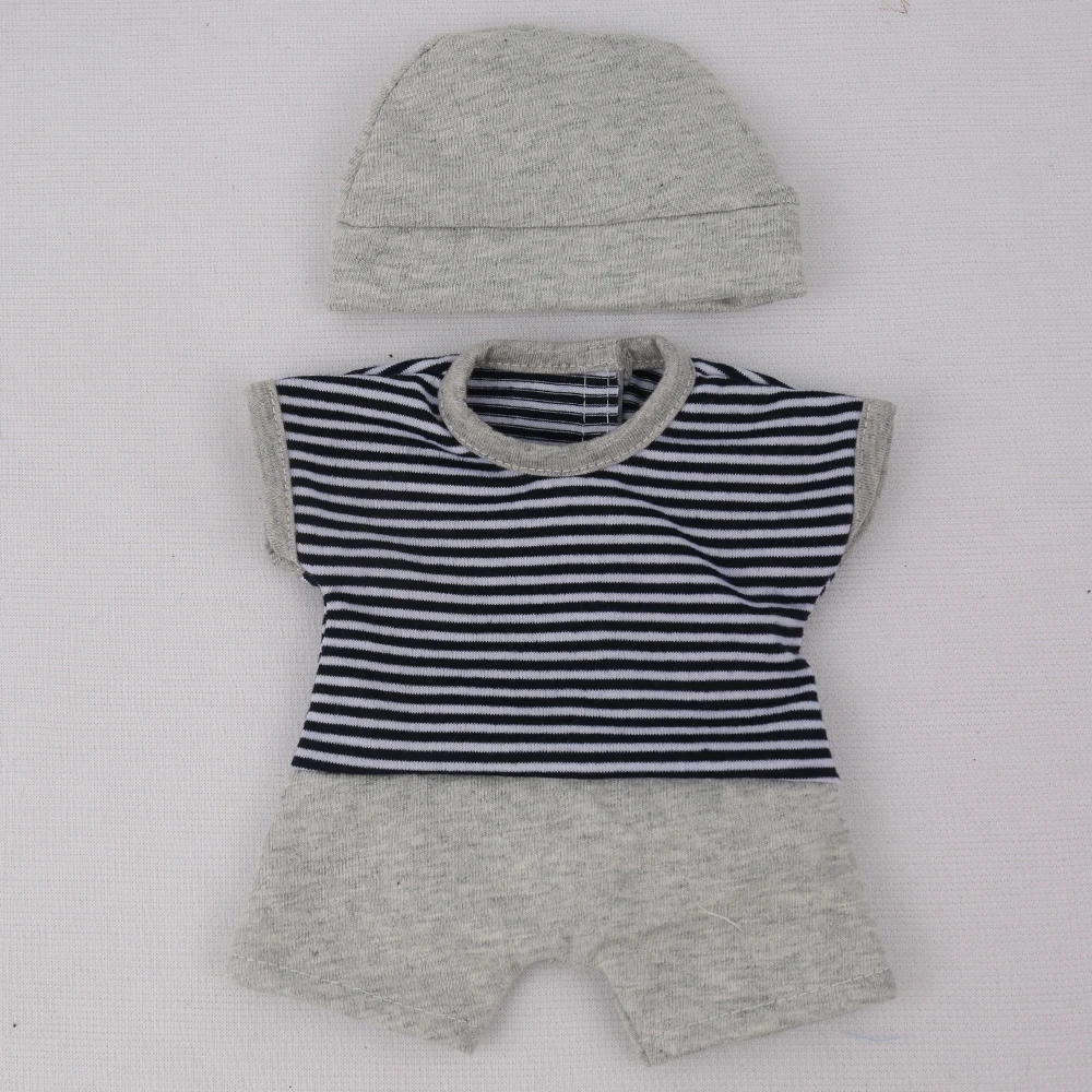 

NPKDOLL Reborn Baby Doll Clothes Grey Doll Hat Striped Shirt Boys Suit Girls Plaything jumpsuits Cute 10 inch 25 cm Doll lol