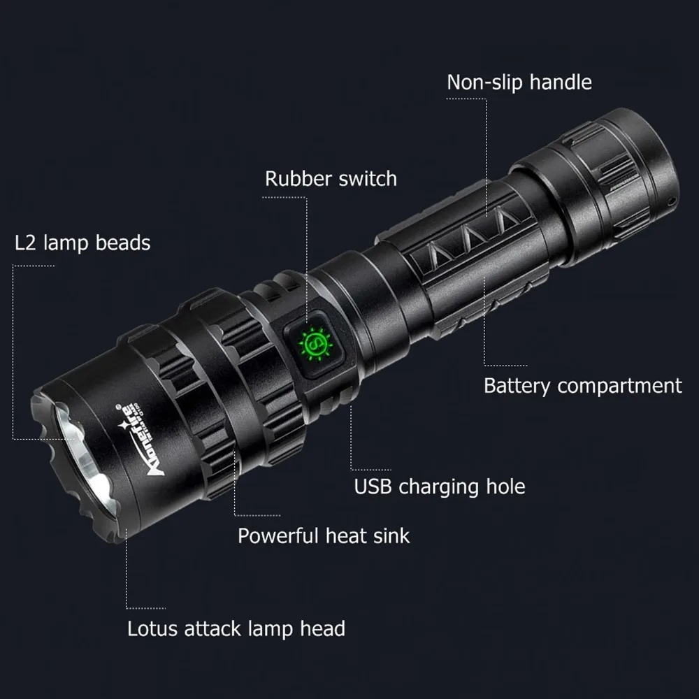 AloneFire G100 Охотничий Тактический светодиодный фонарик CREE L2 мощный супер яркий для