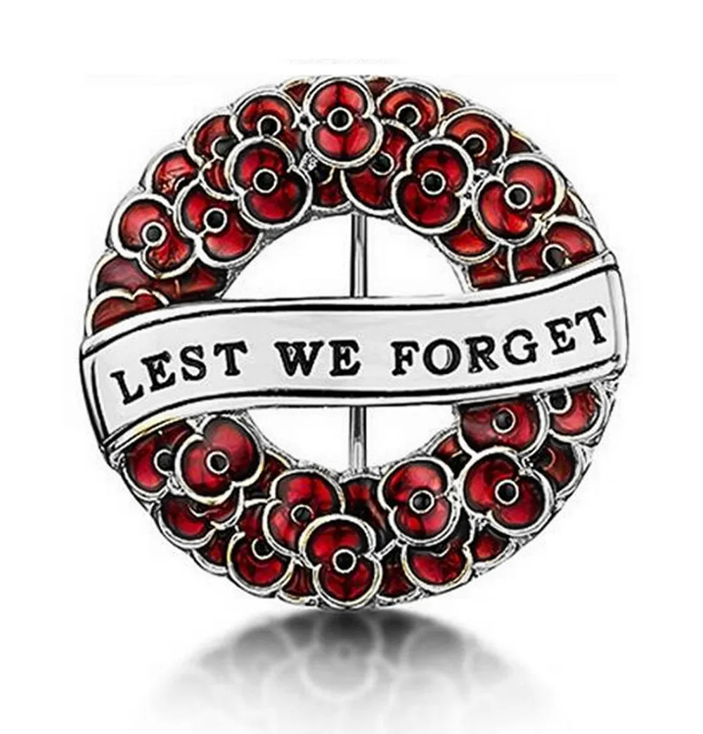 

Dark Red Enamel Poppy Flower Brooch Lest We Forget Pin Rememrance Day Gift