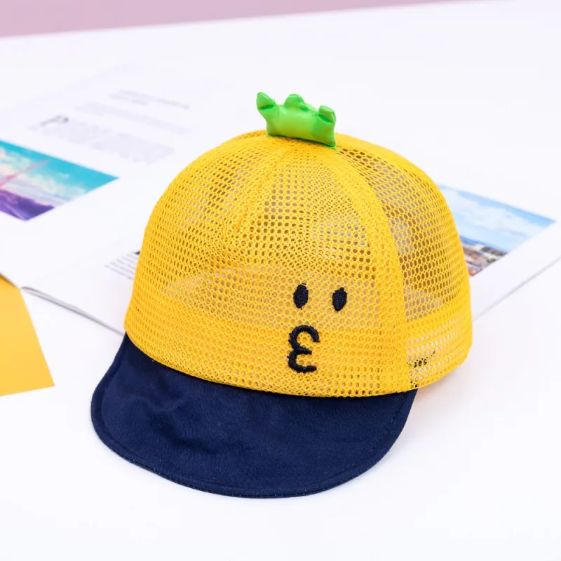 

Baby cap spring and summer children's breathable mesh cap boy girls cute expression cap for 8-24M