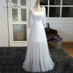 UDFSU для женщин тюль платье подружки невесты пляжные садовый, церковный Свадебная вечеринка платье с открытыми плечами трапециевидной формы