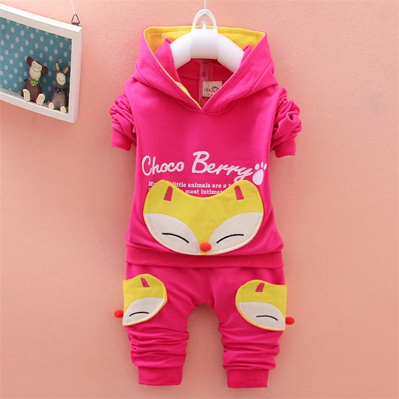 

Retail Children's Clothing Fox Pattern Hoodies & Bottom Girl's Set Fall Clothes Baby Girl 2 Pieces Sets