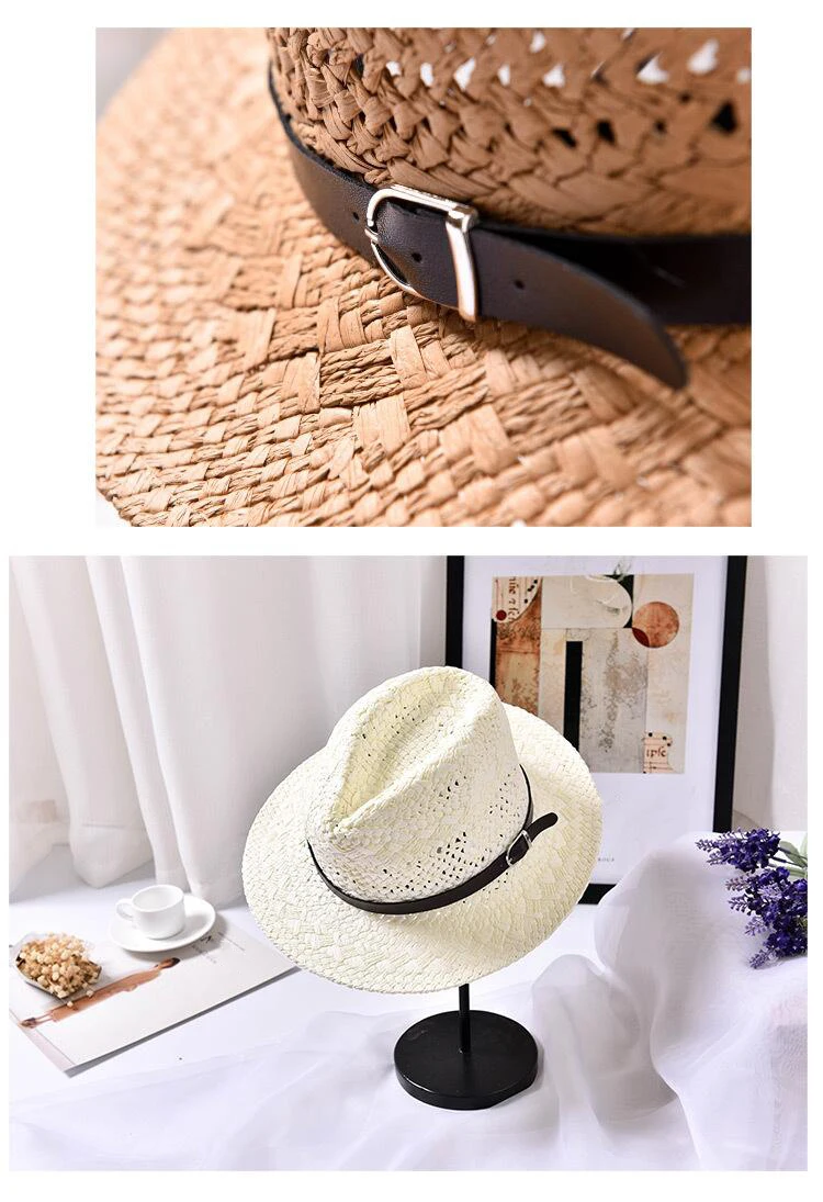 SUOGRY летняя соломенная шляпа 2018 новая унисекс Fedora панама шляпы с поясом ручной работы широкими полями пляжная шляпа мужчины женщины Tribly Jazz