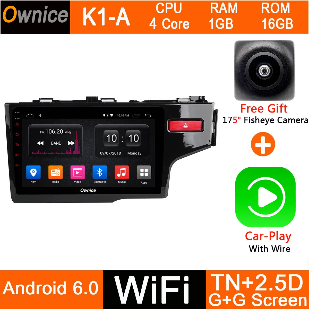 Ips+ 2.5D Android автомобильный DVD gps Navi Радио для Honda Fit Jazz(правая рука) Мультимедиа CarPlay DSP ADAS - Цвет: K1-A-CarPlay